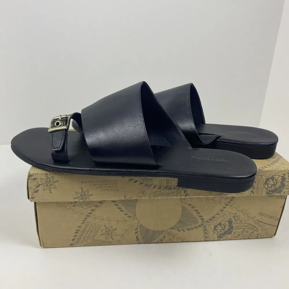New Free People Women's‎ Size 11 Mila Flats Sandal Slides Black Minimalist Boho